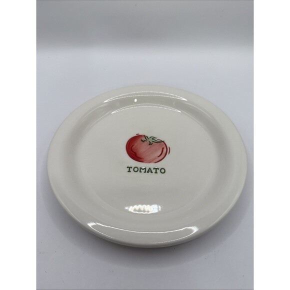 Pottery Barn Outlet Set of 4 Appetizer Snack Dessert Plates Vegetable Images - Picture 2 of 10